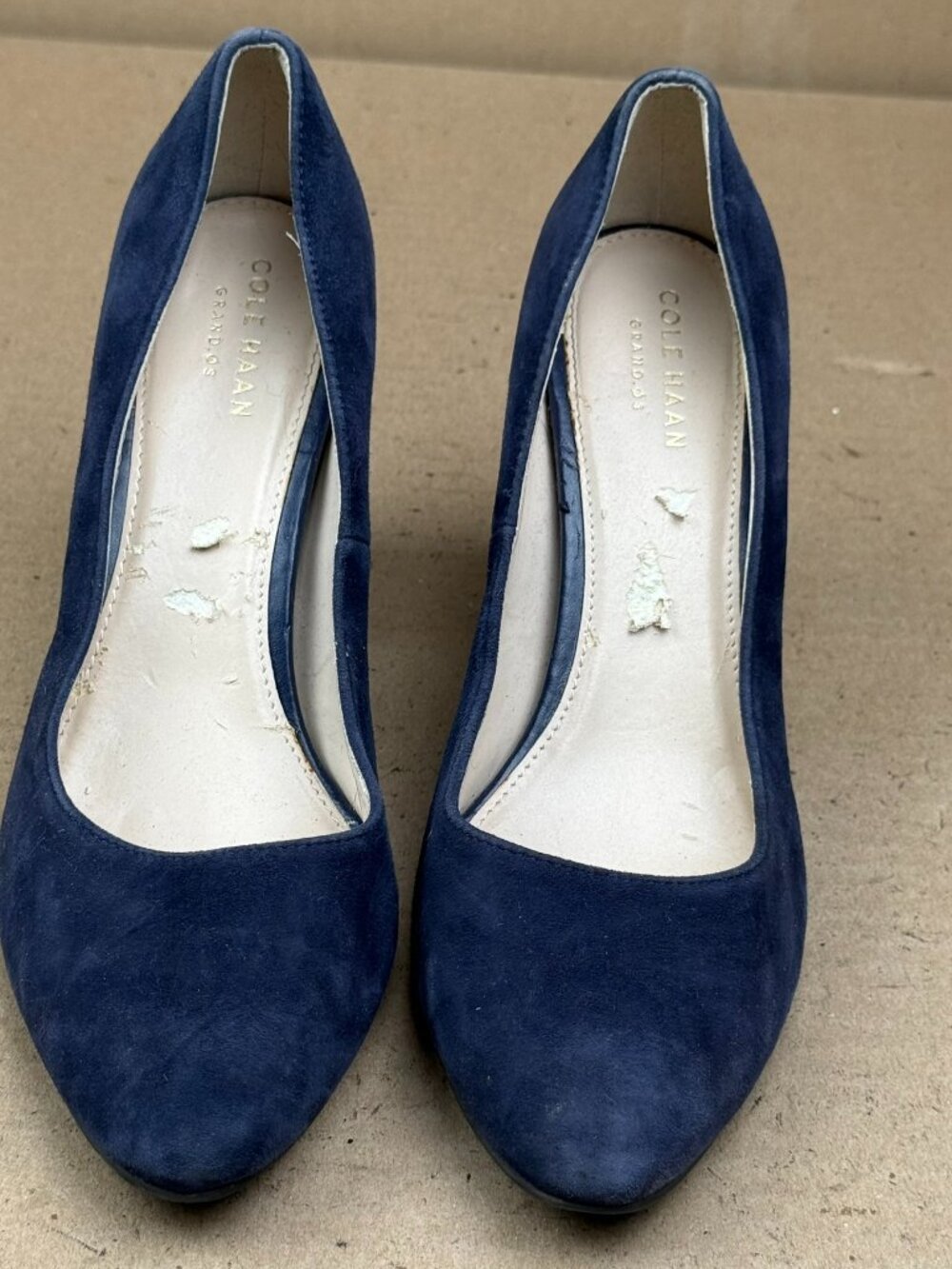 Cole Haan Blue Suede Grand.OS Block Heel Pumps Women's 7B